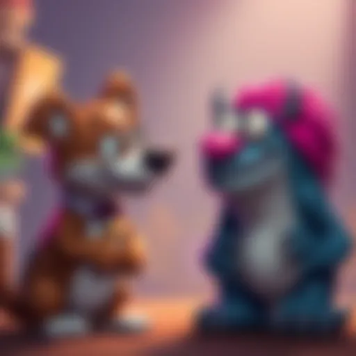 Two cartoon characters, CatDog and a character resembling Monster from Robot & Monster, appear in a conversation about humor and criticism.
