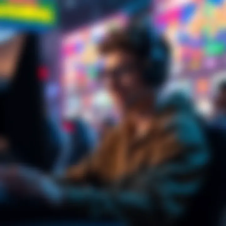 A gamer looking at their screen with a decision to cash out earnings, showing excitement.