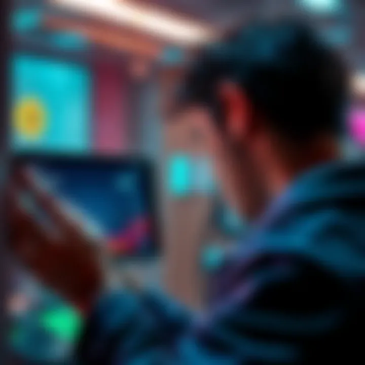 A person looking at a digital wallet interface showing CASH and USDC options, with a worried expression