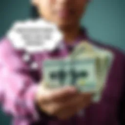 Cash Offer for Age Comment A person holding cash with a thought bubble showing an age comment prompt