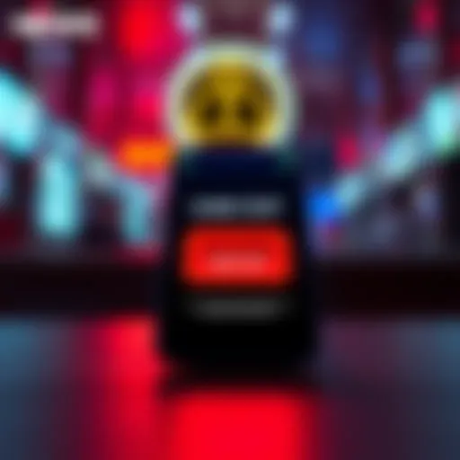 A smartphone displaying an inactive cash out button, with a warning symbol above it