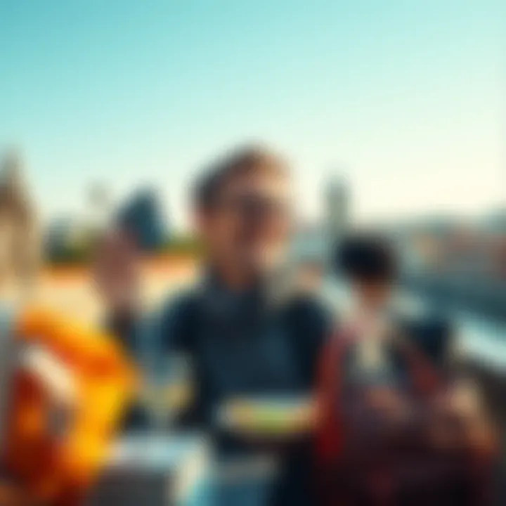 Cashback benefits with BitMartCard A traveler enjoying a meal abroad while using the BitMartCard for cashback rewards