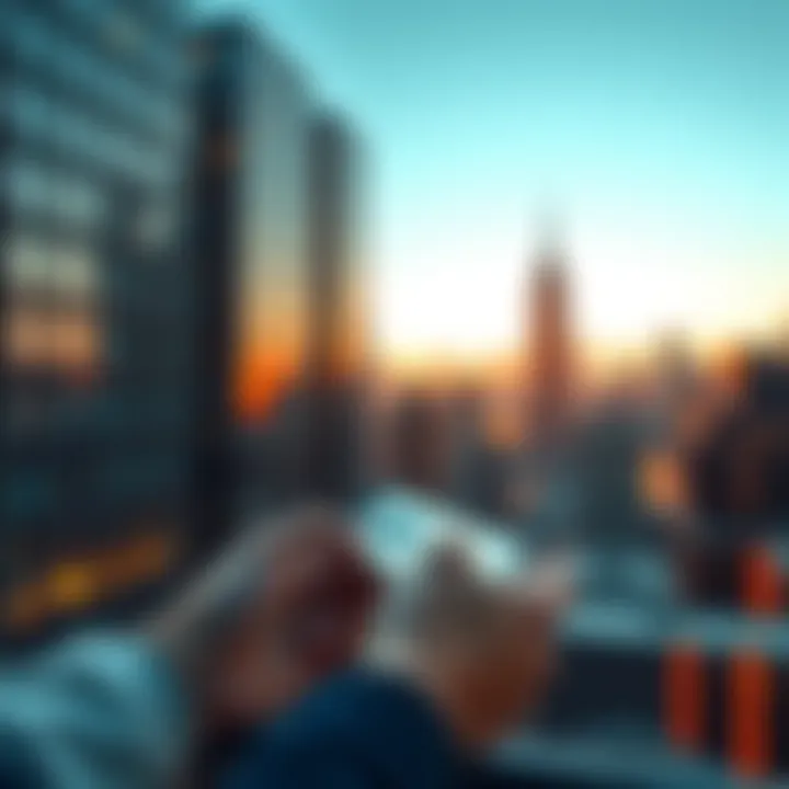 A person using a smartphone to transfer USDC from a Solana wallet to Coinbase in a New York City setting with skyscrapers in the background.