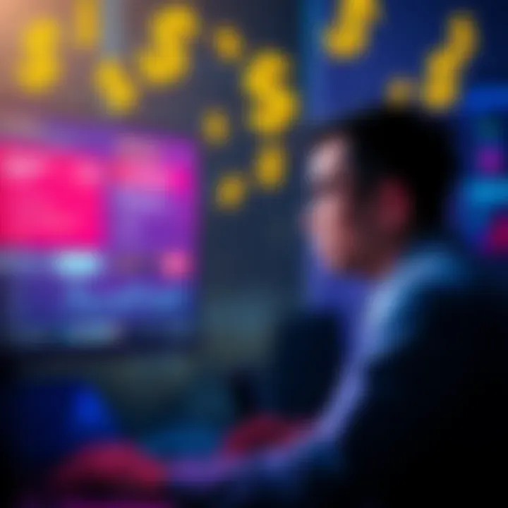 Cashout Issues on Binance A frustrated person looking at a computer screen showing cashout problems on Binance, with dollar signs around