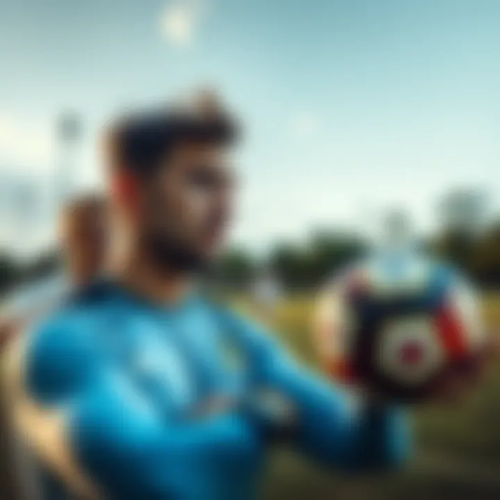 Football player Castagne in training Castagne practices on the field, weighing the choice between individual skill and teamwork for Uruguay