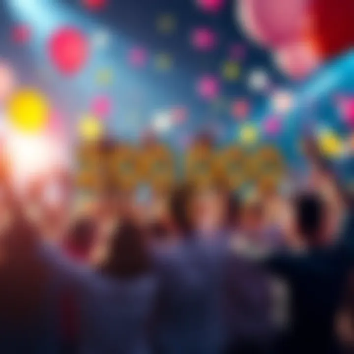 A group of people cheer and hold balloons to celebrate reaching 200,000. Excitement fills the air as they look forward to the next goal of 250,000.