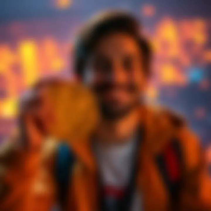 Individual joyfully holding a Bitcoin symbol with a satisfied expression after achieving the goal of one full Bitcoin ownership