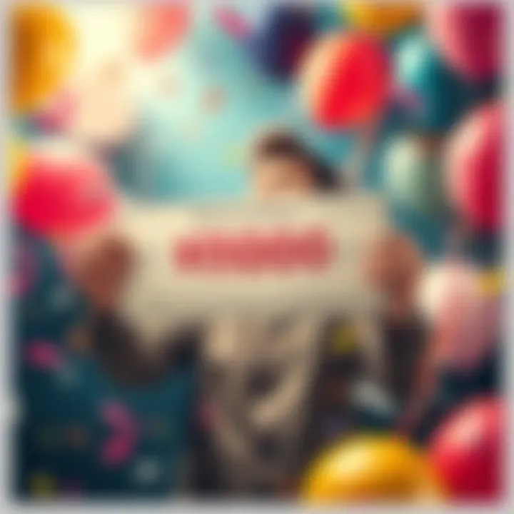 Celebrating Financial Milestone A person holding a $1000 check with a big smile, surrounded by balloons and confetti, symbolizing financial achievement.