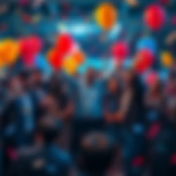 Celebration of 190500 kas A group of happy people celebrating a milestone related to 190500 kas with confetti and balloons.