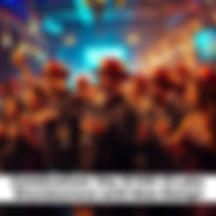 A group of people celebrating with drinks and new design hats, some looking happy while others reminisce about old designs.