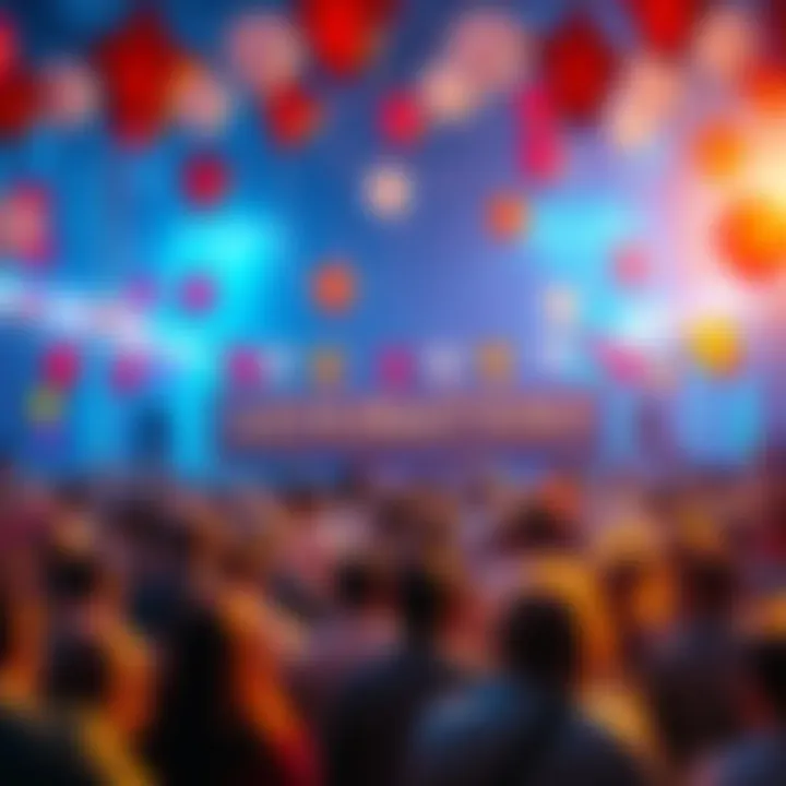 A festive gathering with balloons and banners celebrating 4.5 years of achievements and insights.