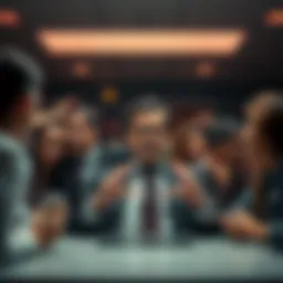 A CEO in a strange ad surrounded by uncomfortable interactions, featuring a character named Derek and chaotic scenes.