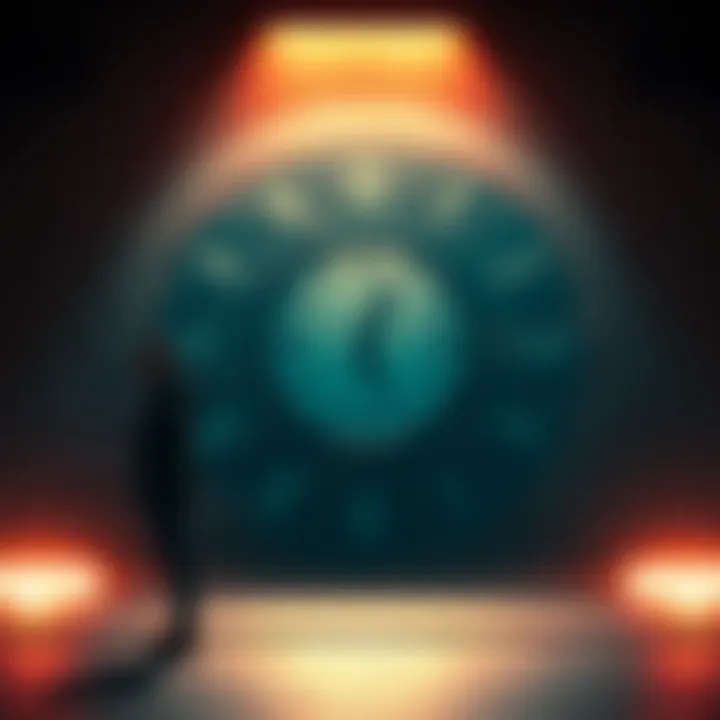 A person standing still while a clock moves, symbolizing stagnation and the passage of time.