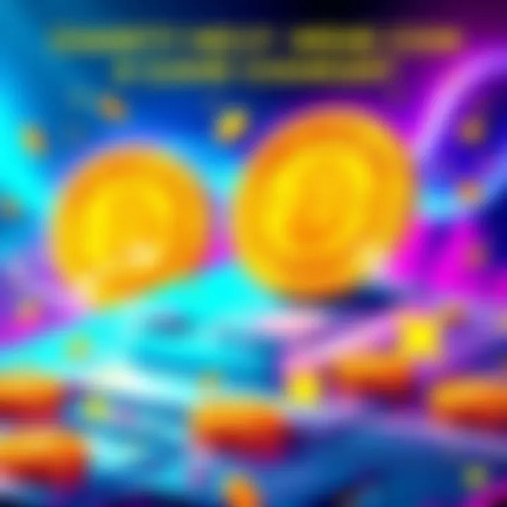 A digital illustration showing a charity meme coin platform with tokens linked to nonprofits, symbolizing donations and transparency in crypto