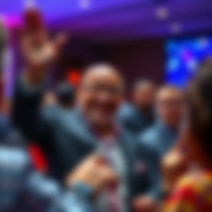 Charles Adkins at his farewell event, smiling and waving to colleagues