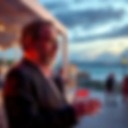 Charles Hoskinson speaking at an outdoor event in Bermuda, sharing insights on blockchain technology.