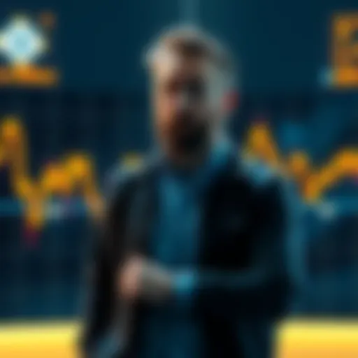 Charles Hoskinson standing in front of a digital display showing declining crypto values