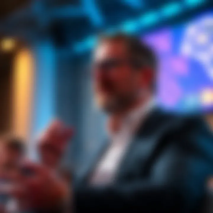 Charles Hoskinson speaking confidently Charles Hoskinson at a conference, addressing the audience with a confident expression, reaffirming his commitment to blockchain