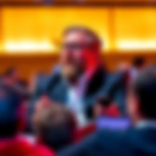 Charles Hoskinson addressing an audience at a cryptocurrency conference, sharing his insights and projects.