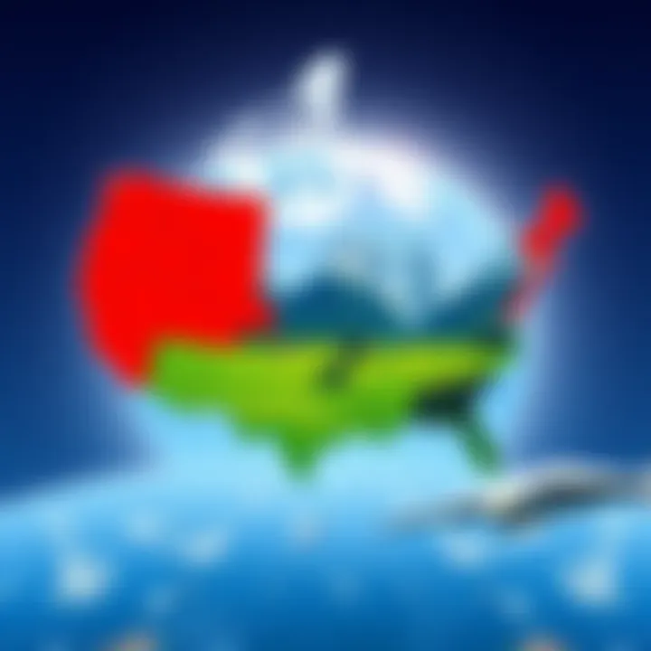 An illustration showing Chile placed geographically between Canada and the USA, highlighting the contrasting landscapes of the three countries.