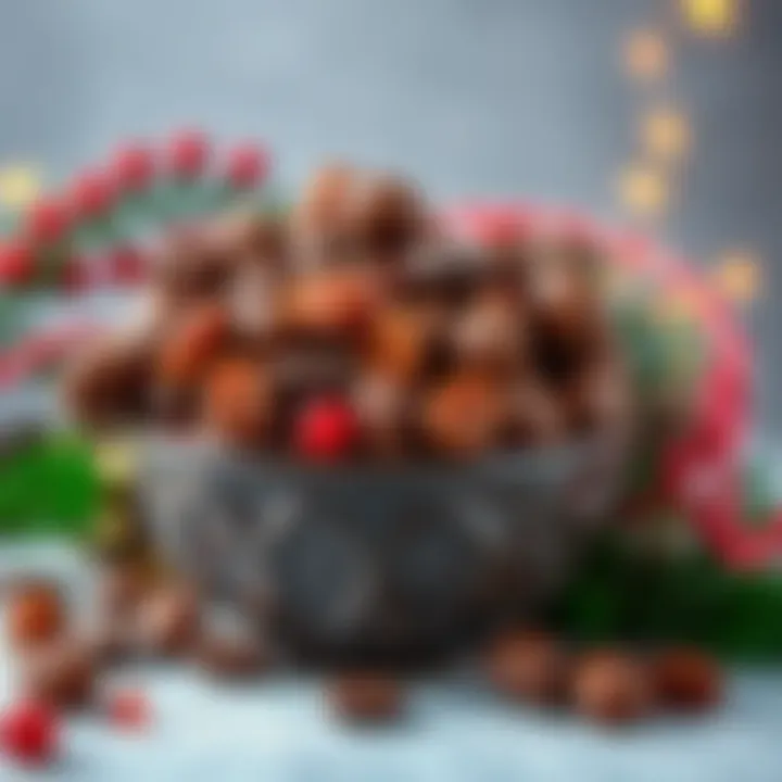 Chocolate Covered Raisins Celebration A bowl of chocolate covered raisins with festive decorations, symbolizing Chocolate Covered Raisins Day with Bitto.