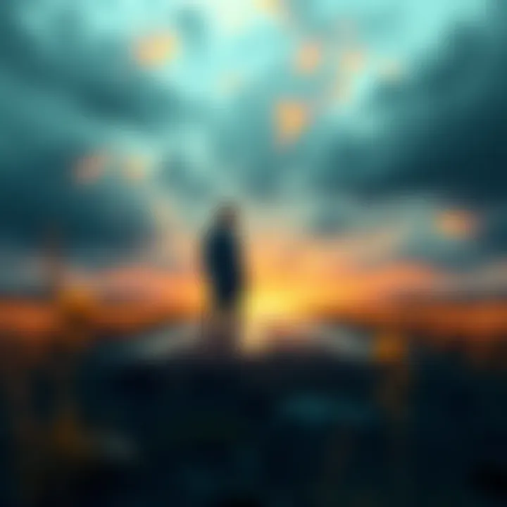 A person standing at a crossroads, contemplating different paths representing choices in life.