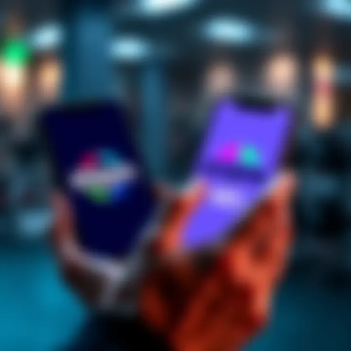 A person looking at two colorful fitness app logos, STEPN and STEPN GO, on a smartphone while pondering which to choose for their fitness journey