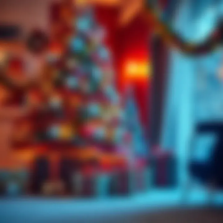 A decorated Christmas tree with colorful lights and ornaments, surrounded by gifts, symbolizing festive spirit and joy during the Christmas season.