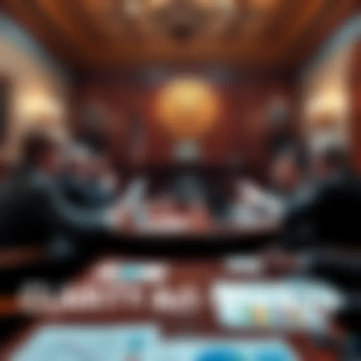 Lawmakers discussing the CLARITY Act, with documents and charts on a table, highlighting accessibility and transparency efforts.