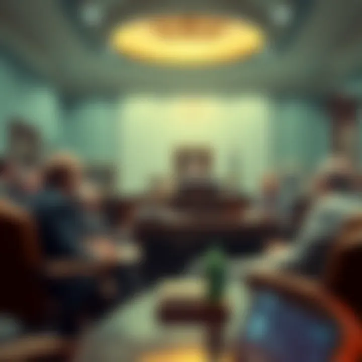 A group of lawmakers discussing the Clarity Act in a legislative office setting