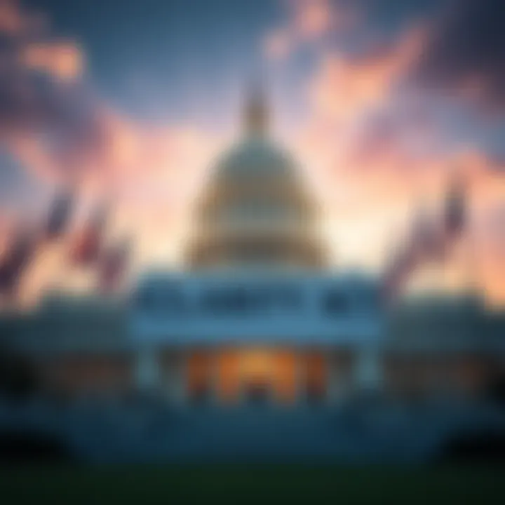 A visual of the U.S. Capitol building with flags and a banner representing the CLARITY Act awaiting legislative action.