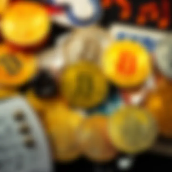 Collage of popular bitcoin-themed songs from the past with musical notes and bitcoin symbols