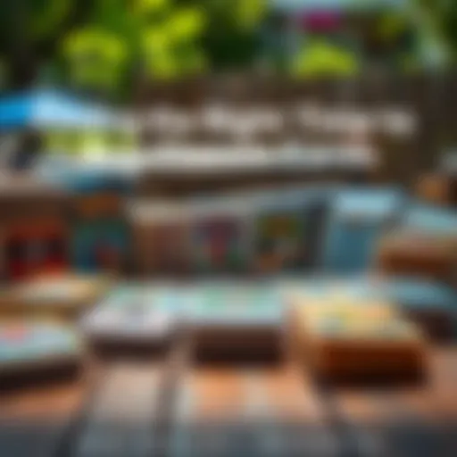 A variety of classic trading cards displayed on a wooden table with a summer background.