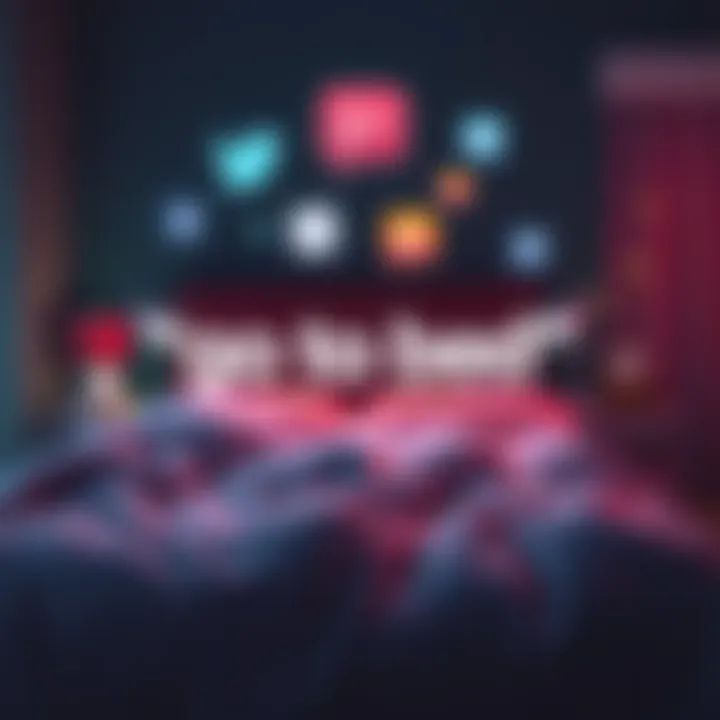A graphic showing the phrase 'go to bed' with social media icons around it, symbolizing its popularity in online conversations.