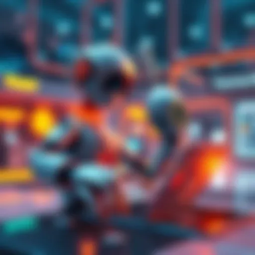 A Clawdbot interacting with a digital display showing a Kaspa wallet interface, with Kasmart's virtual environment in the background.