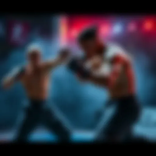 Close Combat Techniques A fighter demonstrating essential combat techniques in a close engagement, showcasing various stances and moves without weapons.