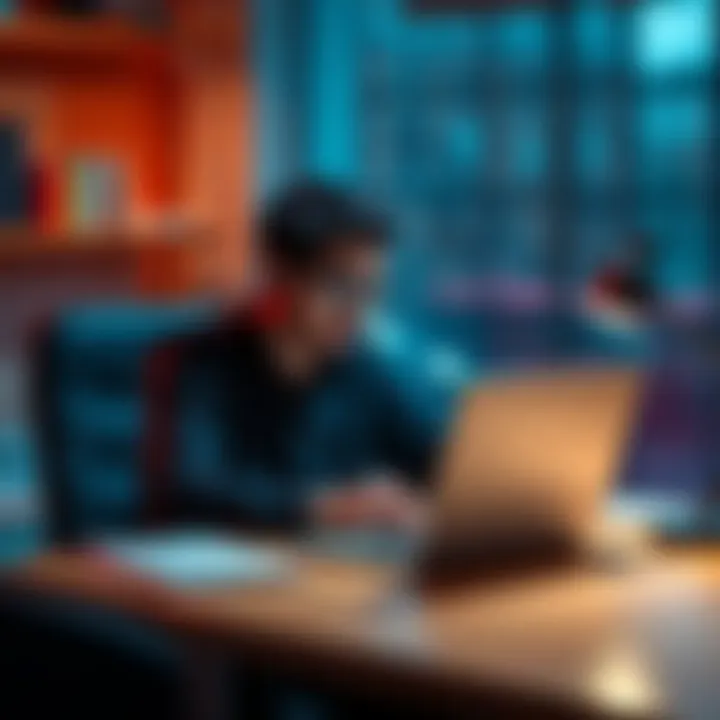 A person sitting at a desk with a laptop, looking frustrated while trying to access their Revolut business account