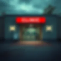 A deserted and closed healthcare clinic with a sign indicating its closure, symbolizing the end of a significant investment in health technology and innovation.