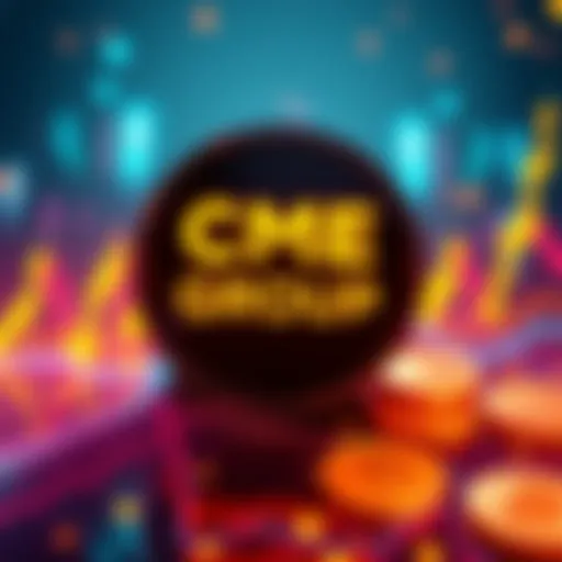 CME Group logo with digital currency symbols and trading charts, highlighting weekend trading activity