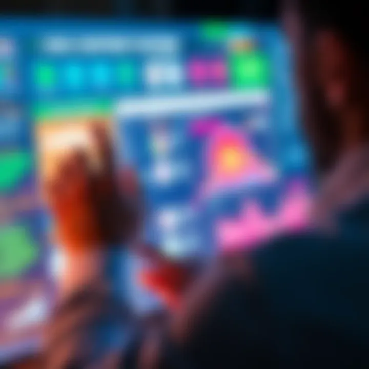 A person reviewing and analyzing key features on a digital content management system interface, focusing on enhancements.