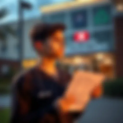 A young person holding a resume and looking hopeful while standing outside a healthcare facility in Fort Worth, Texas.