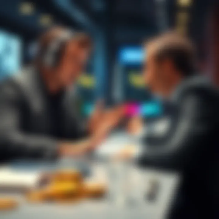 Coinbase CEO and a French banker engaged in a passionate debate about Bitcoin's value, highlighting contrasting views on cryptocurrency.