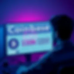 A frustrated person looking at a computer screen showing a message about a frozen Coinbase account after a large deposit.