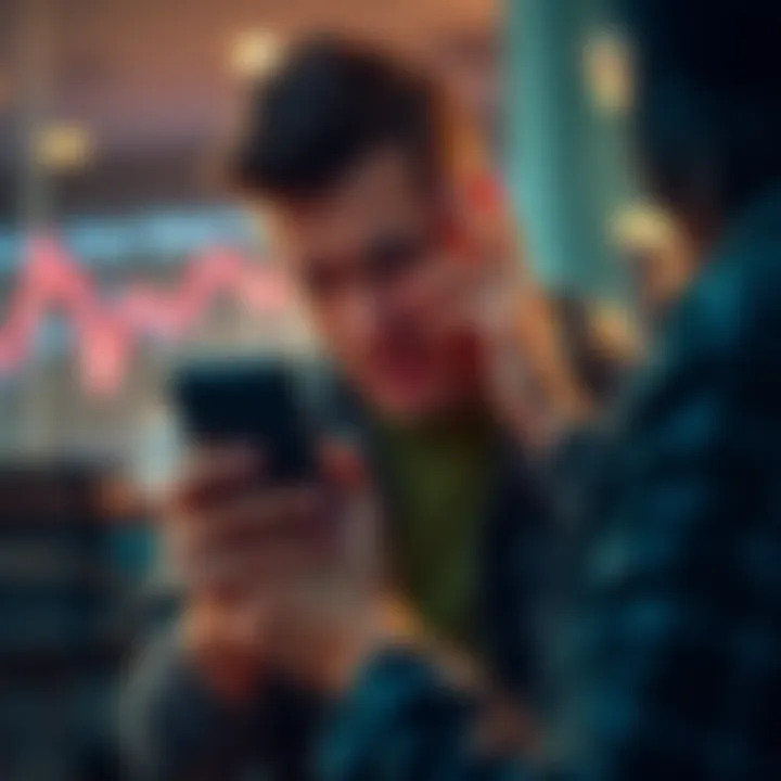 A person frustrated with their phone showing errors on Coinbase during price fluctuations