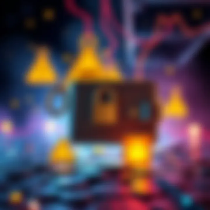 A graphic showing a locked cryptocurrency wallet with warning signs, symbolizing Coinbase's service disruption