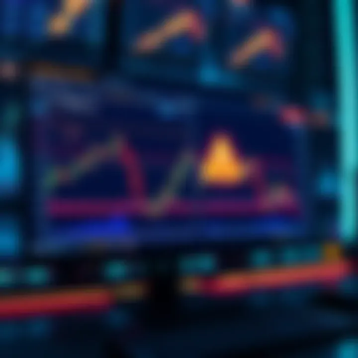 Coinbase Glitch A computer screen displaying market graphs and charts with a flashing alert symbol, indicating a market glitch.