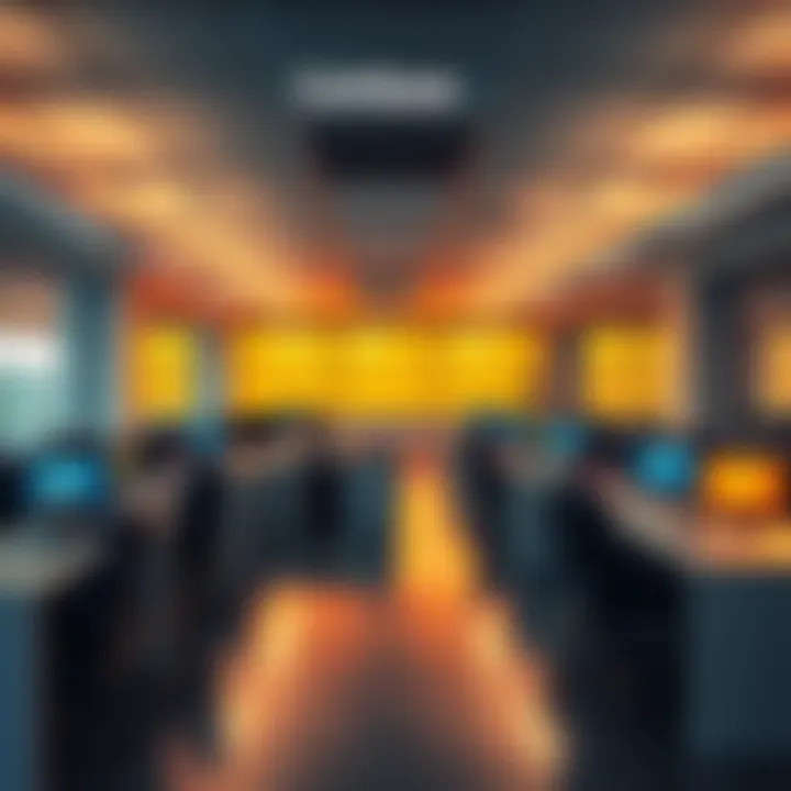 Inside view of a Coinbase office showing empty desks after layoffs