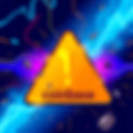 Illustration showing a Coinbase logo with a warning symbol, indicating the suspension of trading for Loopring and other assets.