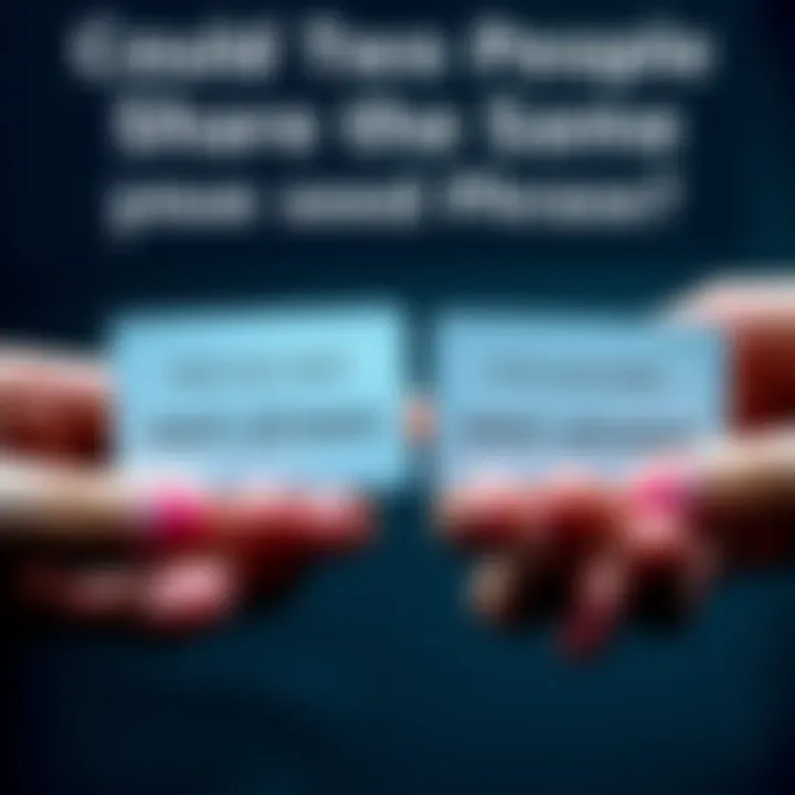A close-up of two hands each holding a cold card with seed phrases visible, symbolizing the concept of shared phrases among individuals.