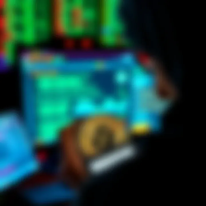 A hacker looking at a computer screen displaying Bitcoin transactions, with a Coldcard hardware wallet in the foreground.
